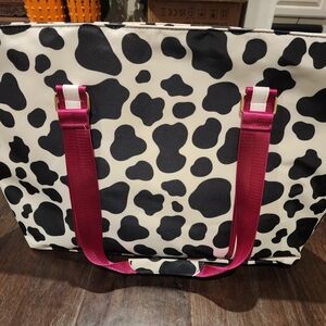 Katydid Black and White Tote with Pink Straps